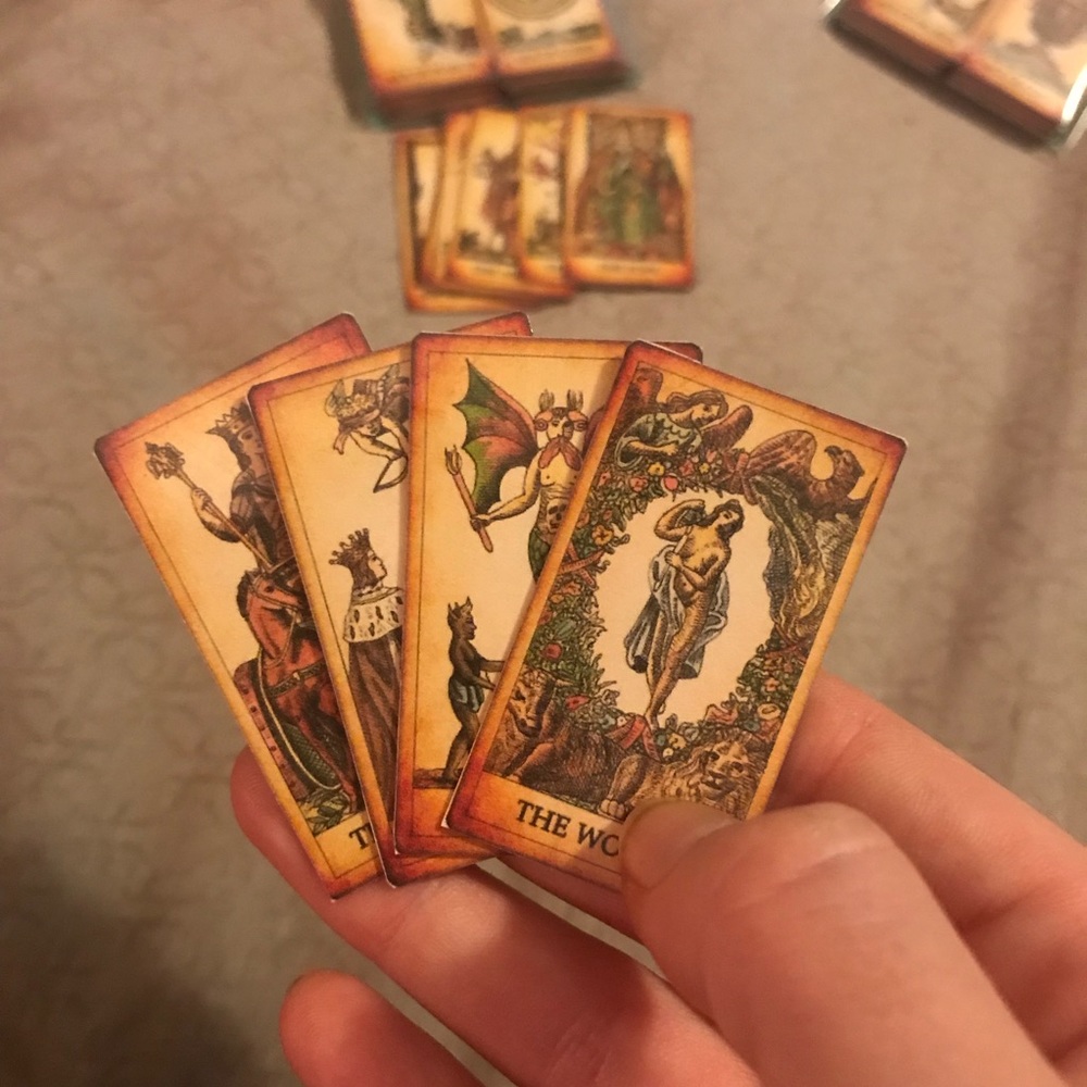 Miniature hand crafted tarot deck